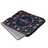 Floral Monogramm Elegant Personalisiert Laptopschutzhülle (Vorne Knopf)