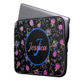 Floral Monogramm Elegant Personalisiert Laptopschutzhülle (Vorderseite Links)