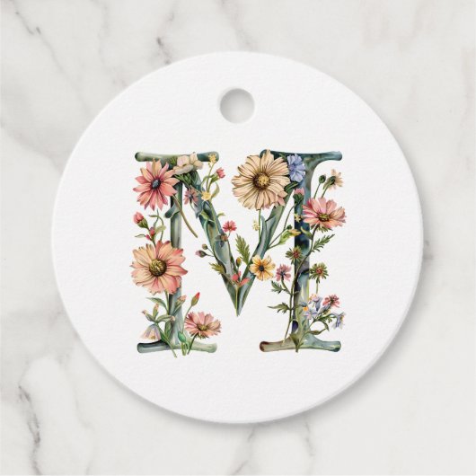 Floral Monogramm Geschenkanhänger (Vorderseite)