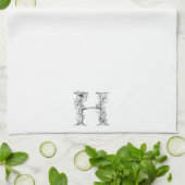 Floral Monogramm H | Entwurf der handgezeichneten Geschirrtuch (Gefaltet)