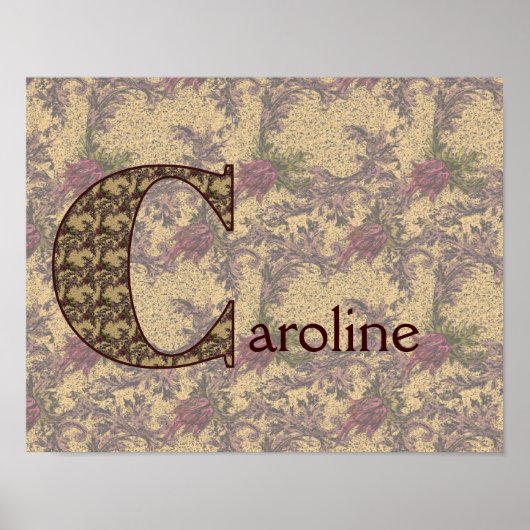 Floral Monogramm Ihr Name Initial C Elegant Poster (Vorne)
