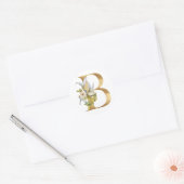 Floral Monogramm in Gold Klassischer Rundsticker Runder Aufkleber (Umschlag)