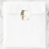 Floral Monogramm in Gold Klassischer Rundsticker Runder Aufkleber (Tasche)