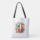 Floral Monogramm J mit Pastell-Blume Tasche (Rückseite)