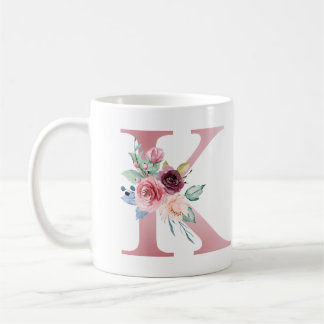 Floral Monogramm K-Tasse Kaffeetasse