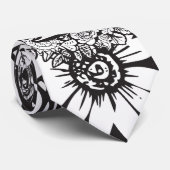 Floral Monogramm "L" Blume Schwarz und Weiß Krawatte (Gerollt)