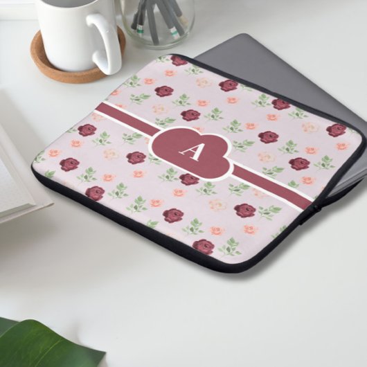 Floral Monogramm Laptopschutzhülle