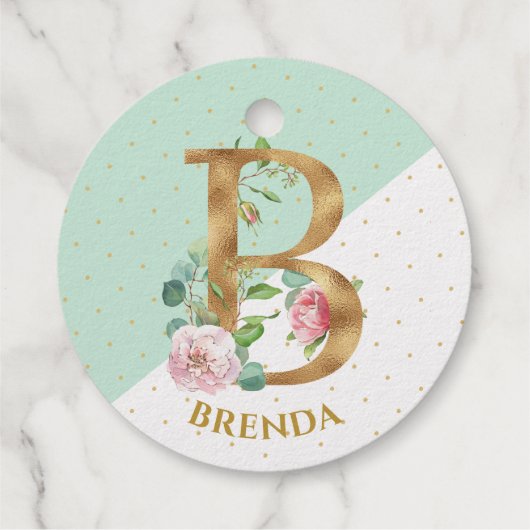 Floral monogramm leter B ist für Brenda Geschenkanhänger (Rückseite)
