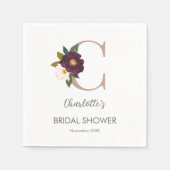 Floral Monogramm Letter C-Brautparty Serviette (Vorderseite)