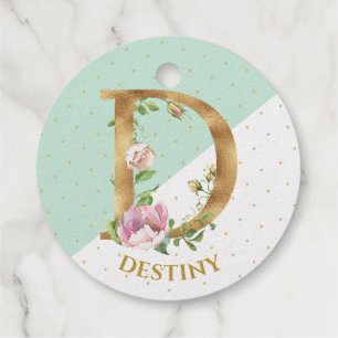 Floral monogramm Letter D ist für Destiny Geschenkanhänger