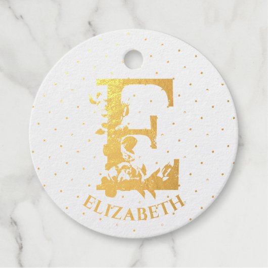 Floral monogramm Letter E für Elisabeth Geschenkanhänger (Vorderseite)