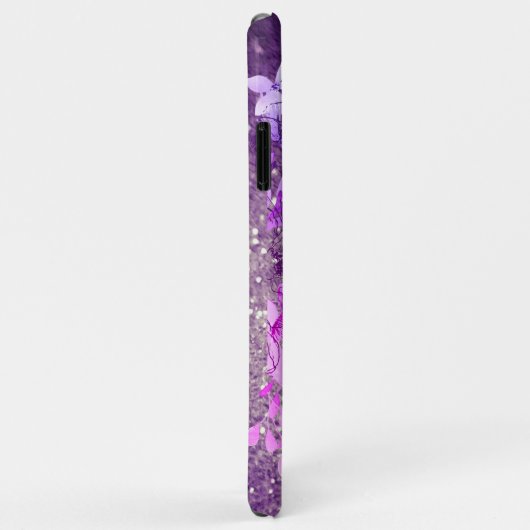 *~* Floral Monogramm Lila Ombre Glitzer Case-Mate iPhone Hülle (Hinten/Rechts)