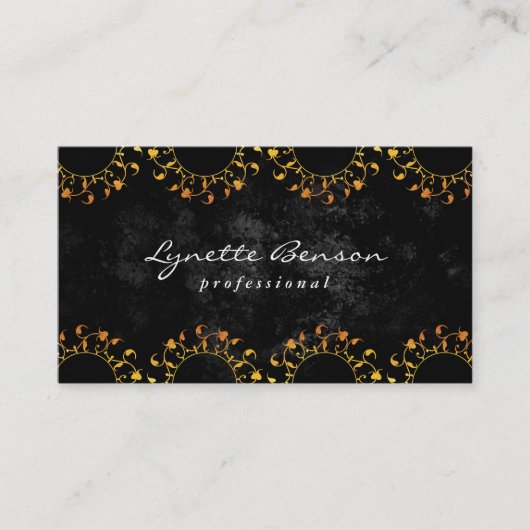 Floral Monogramm | Lux Muster (Gold) Visitenkarte (Vorderseite)