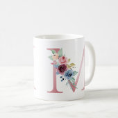 Floral Monogramm M Tasse (VorderseiteRechts)