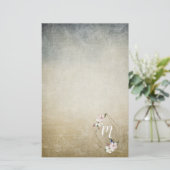 Floral Monogramm mit Vögeln Briefpapier (Stehend Vorderseite)