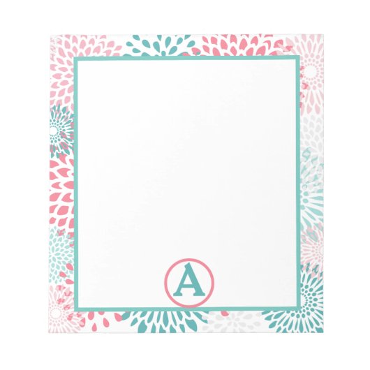 Floral Monogramm Notizblock (Vorderseite)