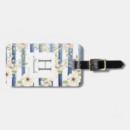 Floral Monogramm Personalisierte Streifen Gepäckanhänger