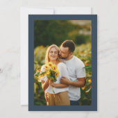 Floral Monogramm Qr Code Foto Blaue Hochzeit Einladung (Rückseite)