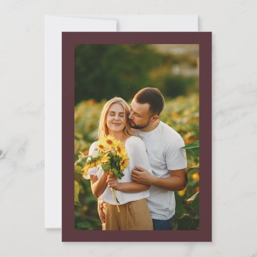 Floral Monogramm Qr Code Foto braune Hochzeit Einladung (Rückseite)