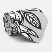 Floral Monogramm "R" Schwarz-Weiß-Tattoo-Blume Krawatte (Gerollt)