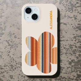 Floral monogramm Retrofarben Streifen Orangencreme Case-Mate iPhone Hülle