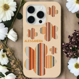 Floral monogramm Retrofarbstreifen Streifen 70er n Case-Mate iPhone Hülle