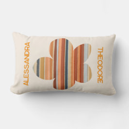 Floral Monogramm Retrostreifen 70er boho orange Cr Lendenkissen