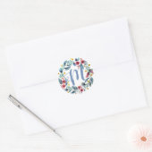 Floral Monogramm Runder Aufkleber (Umschlag)