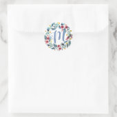 Floral Monogramm Runder Aufkleber (Tasche)