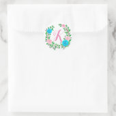 Floral Monogramm Runder Aufkleber (Tasche)