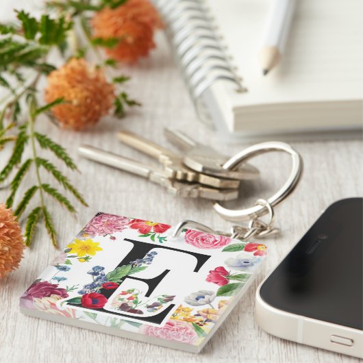 Floral Monogramm Schlüsselanhänger (Vorderseite rechts)