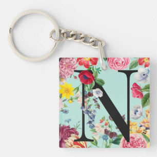 Floral Monogramm Schlüsselanhänger
