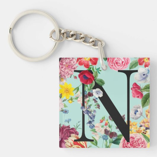 Floral Monogramm Schlüsselanhänger (Vorderseite)