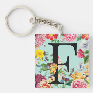 Floral Monogramm Schlüsselanhänger