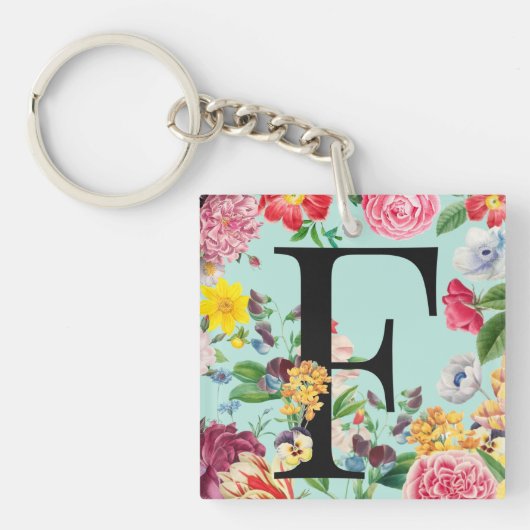 Floral Monogramm Schlüsselanhänger (Vorderseite)