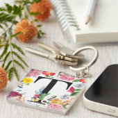 Floral Monogramm Schlüsselanhänger (Vorderseite rechts)