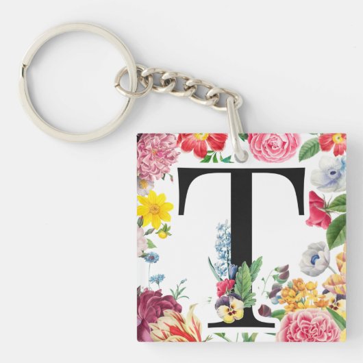 Floral Monogramm Schlüsselanhänger (Vorderseite)