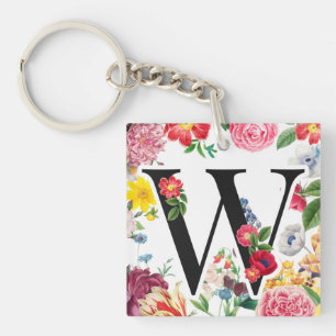 Floral Monogramm Schlüsselanhänger