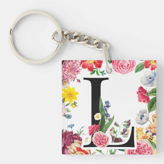 Floral Monogramm Schlüsselanhänger (Vorderseite)