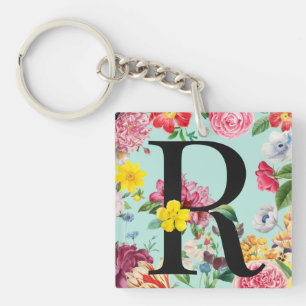 Floral Monogramm Schlüsselanhänger