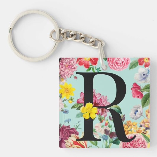 Floral Monogramm Schlüsselanhänger (Vorderseite)