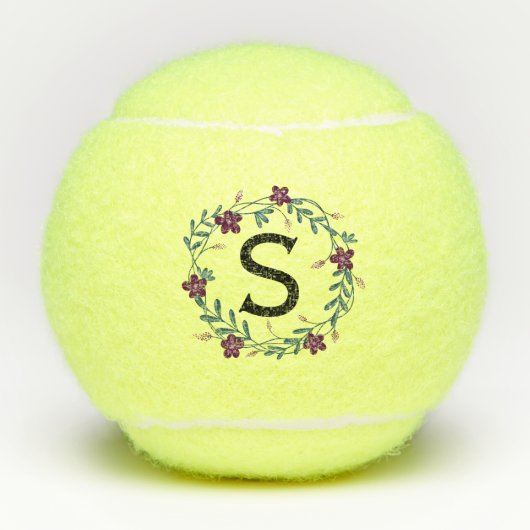 Floral Monogramm Tennisbälle (Vorderseite)