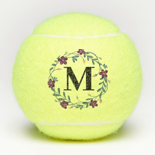 Floral Monogramm Tennisbälle (Vorderseite)