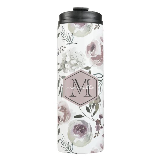 Floral Monogramm Thermosbecher (Vorderseite)