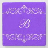 Floral-Monogramm-Trinkküsten Steinuntersetzer (Vorderseite)