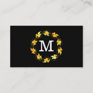 Floral Monogramm/Veränderung   Lux (Gold) Visitenkarte