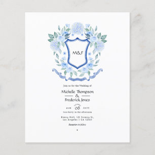 Floral Monogramm Wappen Paare Dusche Einladung Flyer