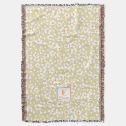 Floral Monogrammed Blanket Custom name Decke (Vorderseite Vertikal)