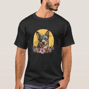 Floral Moon Australian Cattle Dog - Rasse Haustier T-Shirt
