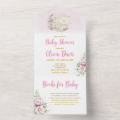Floral Moon Babydusche All In One Einladung (Innen Boden)
